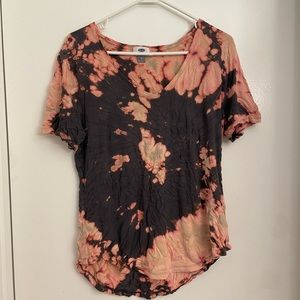 Handmade bleach dye vneck